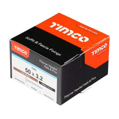 TIMCO Polymer Headed Nails A4 Stainless Steel Clay Brown - 50mm - Image