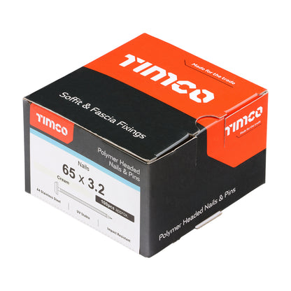 TIMCO Polymer Headed Nails A4 Stainless Steel Cream - 65mm - Image