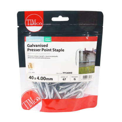 TIMCO Presser Point Staples Galvanised - 40 x 4.00 - Image