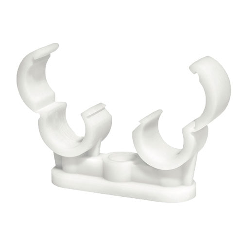 Quick Lock Double Pipe Clips White  - 15mm - Image
