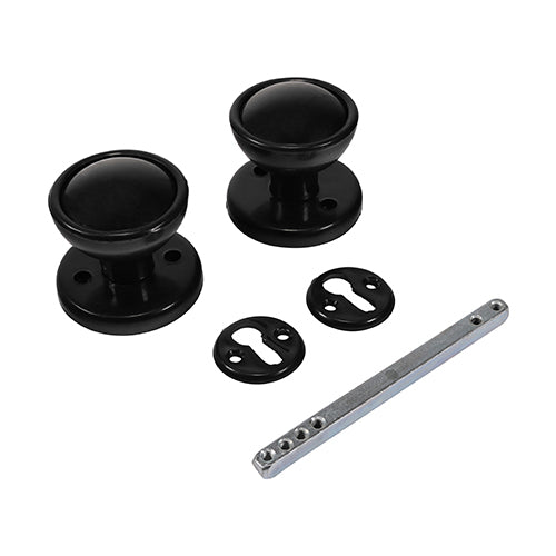 TIMCO Plastic Rim / Mortice Knob Set Black - 50mm - Image