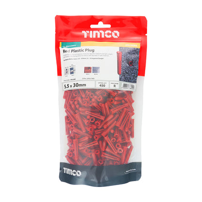 TIMCO Red Plastic Plugs - 30mm - Image