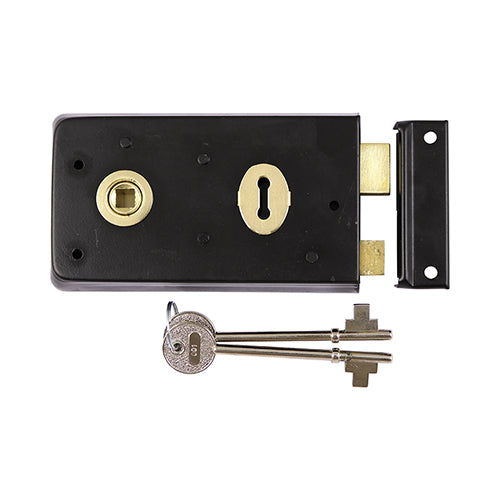 TIMCO Rim Sash Lock Inward and Outward Keep Black - 143 x 83mm - Image
