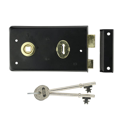 TIMCO Narrow Rim Sashlock Reverse Bolt - Epoxy Black - 140 x 76 - Image