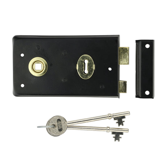 TIMCO Narrow Rim Sashlock Reverse Bolt - Epoxy Black - 140 x 76 - Image
