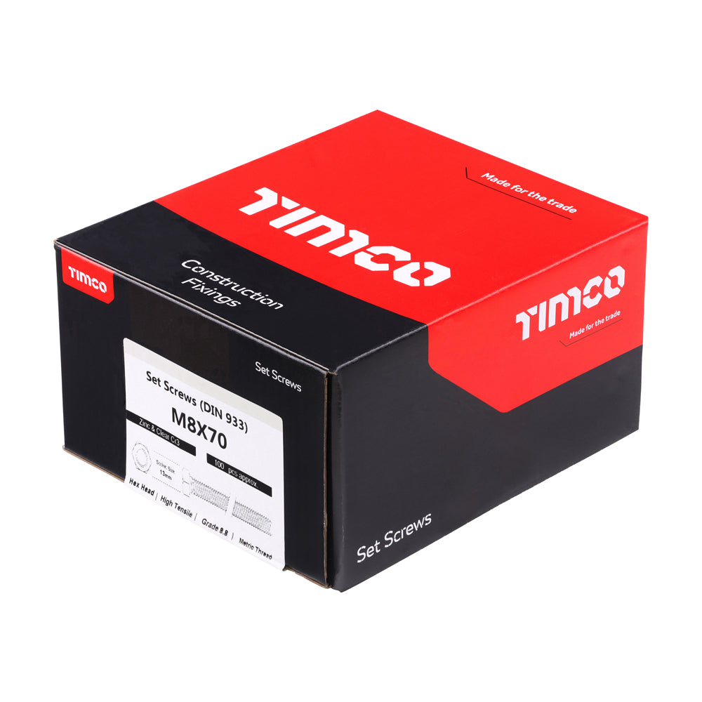 TIMCO Set Screws - Grade 8.8 - Zinc - M8 x 70 - Image