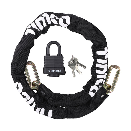 TIMCO Hex Steel Security Chain & Weatherproof Padlock - 8mm x 1m - Image
