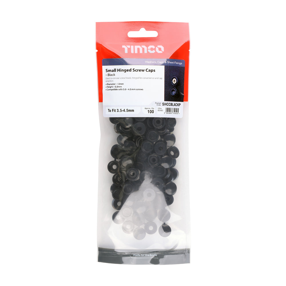 TIMCO Hinged Screw Caps Small Black - To fit 3.0 to 4.5 Screw - Image