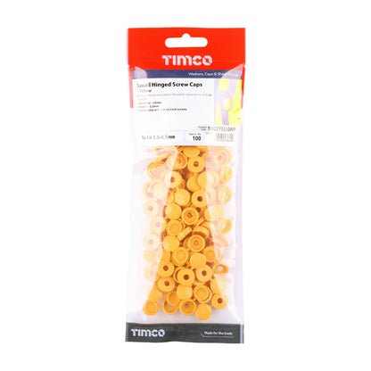 TIMCO Hinged Screw Caps Small Yellow - To fit 3.0 to 4.5 Screw - Image