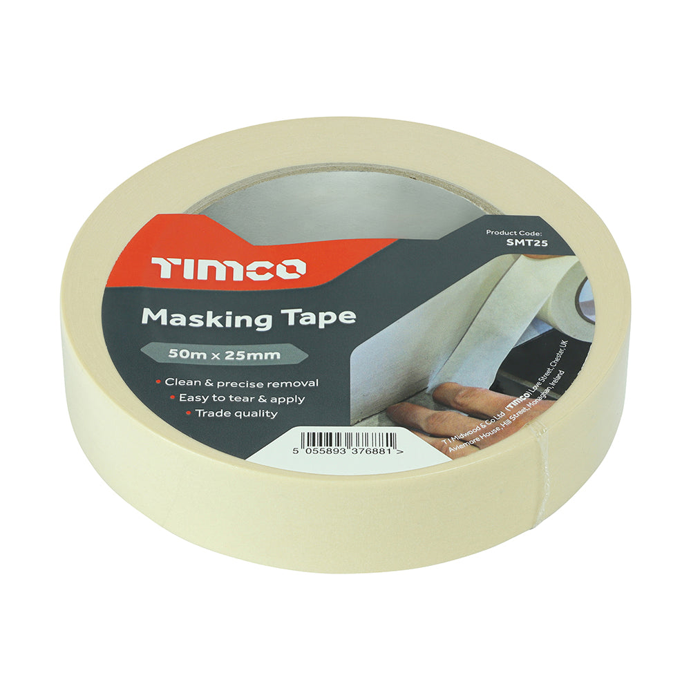 TIMCO Masking Tape Cream - 50m x 25mm - Image