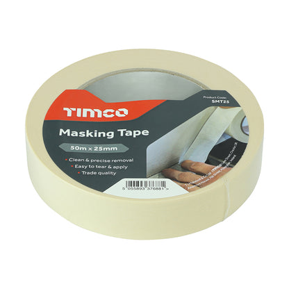 TIMCO Masking Tape Cream - 50m x 25mm - Image