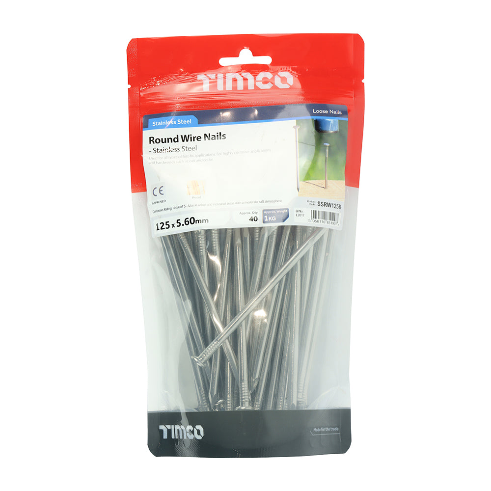 TIMCO Round Wire Nails A2 Stainless Steel - 125 x 5.60 - Image