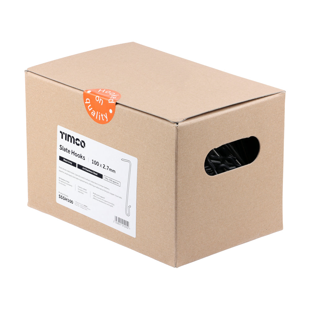 TIMCO Slate Hooks - Black Grey - A4 Stainless Steel - 100 x 2.7 - Image
