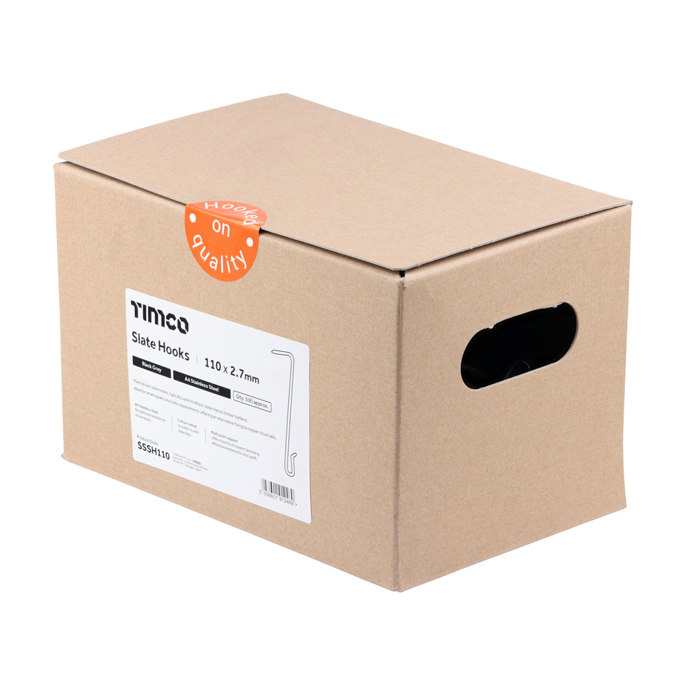 TIMCO Slate Hooks - Black Grey - A4 Stainless Steel - 110 x 2.7 - Image