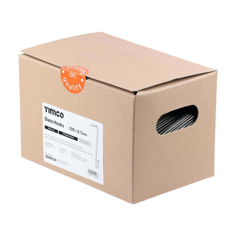 TIMCO Slate Hooks - Black Grey - A4 Stainless Steel - 130 x 2.7 - Image