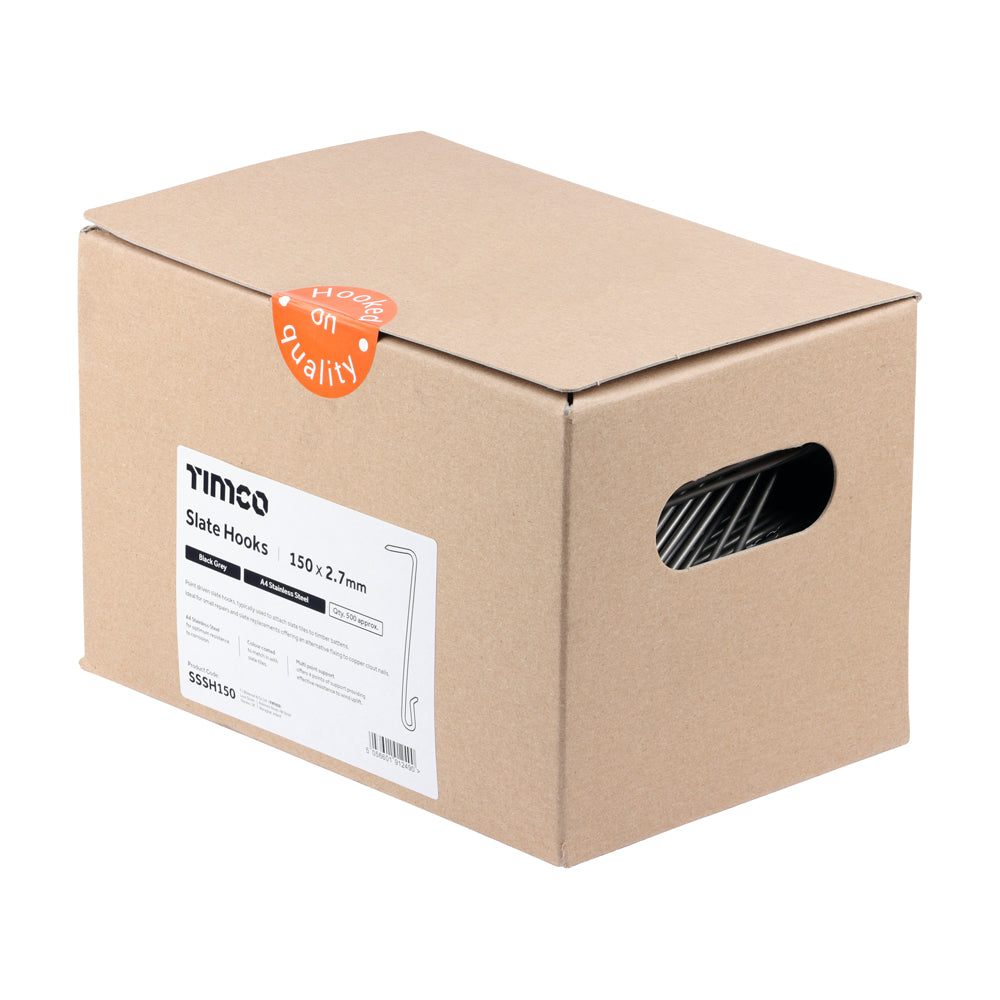 TIMCO Slate Hooks - Black Grey - A4 Stainless Steel - 150 x 2.7 - Image