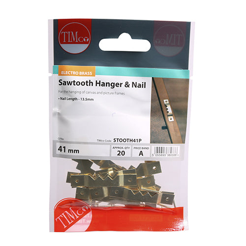 TIMCO Sawtooth Hangers and Nails Electro Brass - 41mm - Image