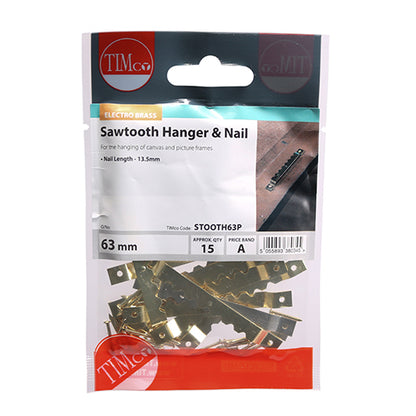 TIMCO Sawtooth Hangers and Nails Electro Brass - 63mm - Image