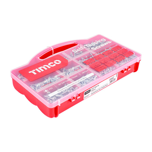 TIMCO Self-Tapping Silver Screws Mixed Tray -  1,305pcs - Image