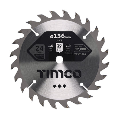 TIMCO Handheld Cordless Circular Saw Blade - 136 x 10 x 24T - Image