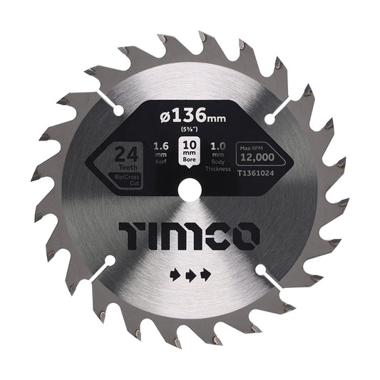TIMCO Handheld Cordless Circular Saw Blade - 136 x 10 x 24T - Image