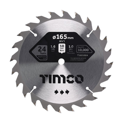 TIMCO Handheld Cordless Circular Saw Blade - 165 x 10 x 24T - Image