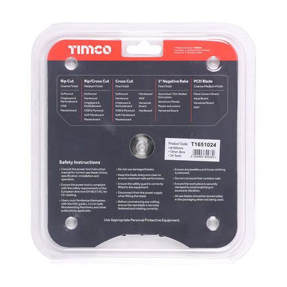 TIMCO Handheld Cordless Circular Saw Blade - 165 x 10 x 24T - Image