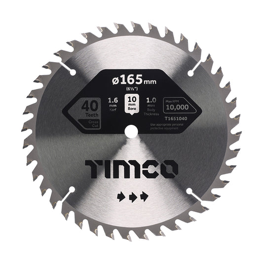 TIMCO Handheld Cordless Circular Saw Blade - 165 x 10 x 40T - Image
