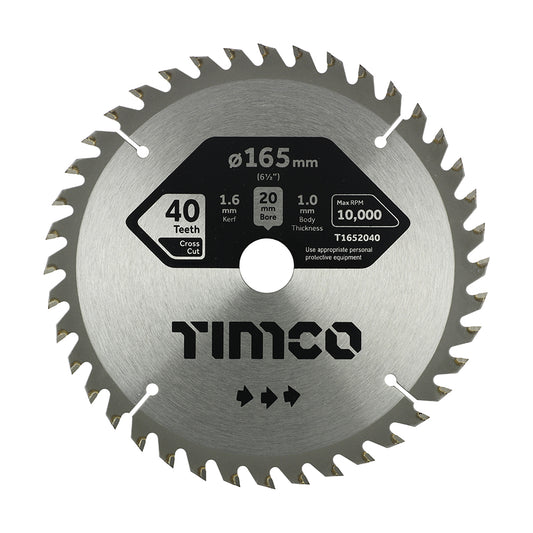 TIMCO Handheld Cordless Circular Saw Blade - 165 x 20 x 40T - Image