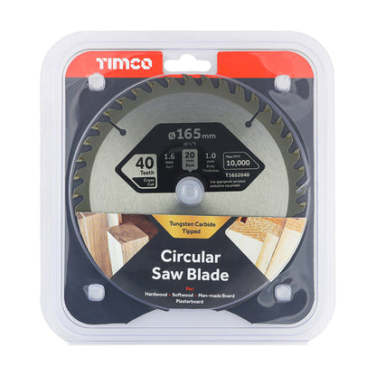TIMCO Handheld Cordless Circular Saw Blade - 165 x 20 x 40T - Image