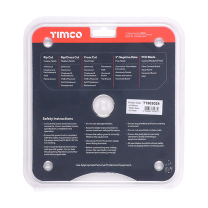 TIMCO Handheld Cordless Circular Saw Blade - 190 x 30 x 24T - Image