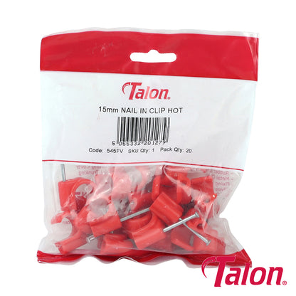 Talon Nail In Pipe Clips Red - 15mm - Image