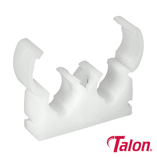 Talon Double Hinged Pipe Clips White - 15mm - Image