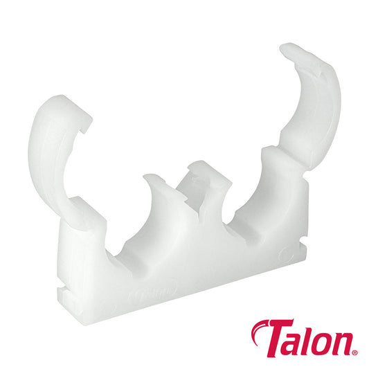Talon Double Hinged Pipe Clips White - 22mm - Image