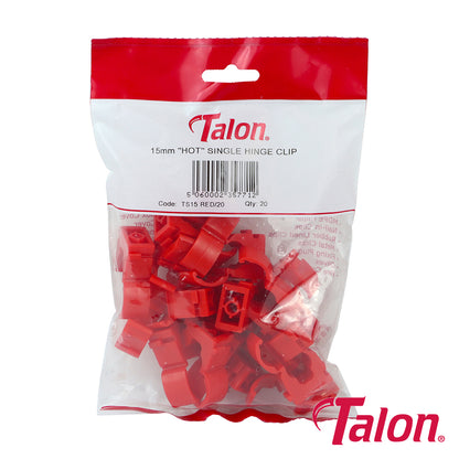Single Hinged ID Pipe Clips Red - 15mm - Image