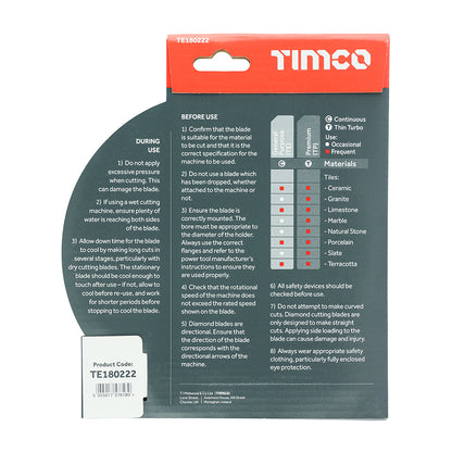 TIMCO General Purpose Tile & Ceramic Blade  - 180 x 22.2 - Image