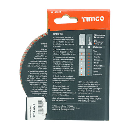 TIMCO Premium Tile & Ceramic Blade - 115 x 22.2 - Image