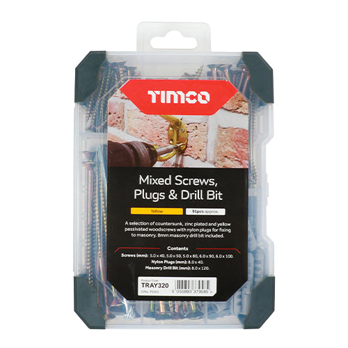 TIMCO Screws, Plug & Drill Bit Gold Mixed Tray - 91pcs - Image