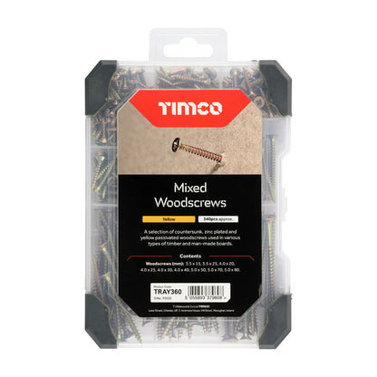 TIMCO Countersunk Gold Woodscrews Mixed Tray - 340pcs - Image
