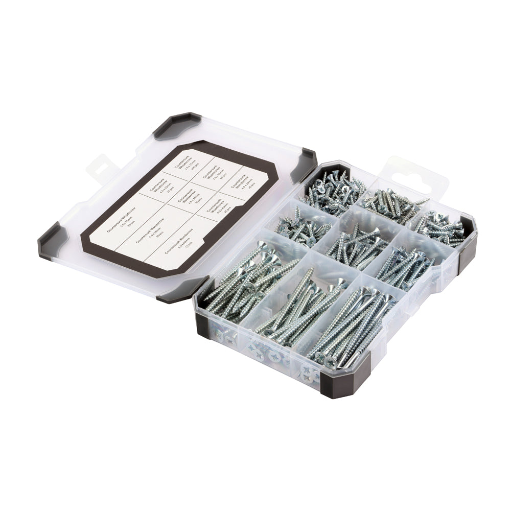TIMCO Countersunk Silver Woodscrews Mixed Tray - 340pcs - Image