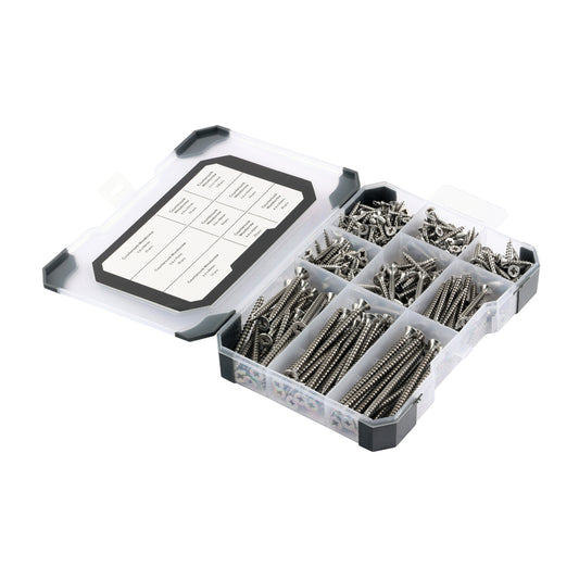 TIMCO Countersunk A2 Stainless Steel Woodscrews Mixed Tray - 340pcs - Image