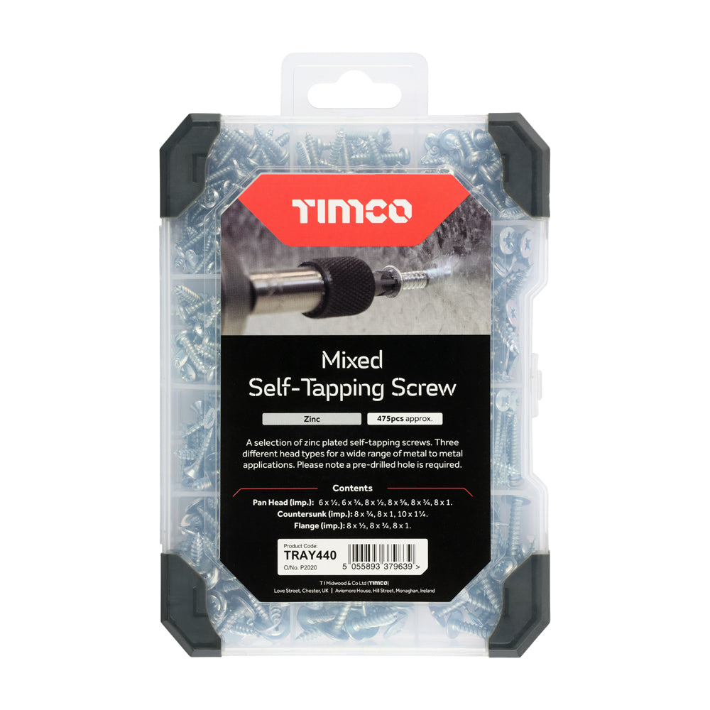 TIMCO Self-Tapping Silver Screws Mixed Tray - 475pcs - Image