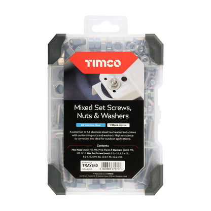 TIMCO Set Screws Nuts Washers – A2 Stainless Steel Mixed Tray - 199pcs - Image