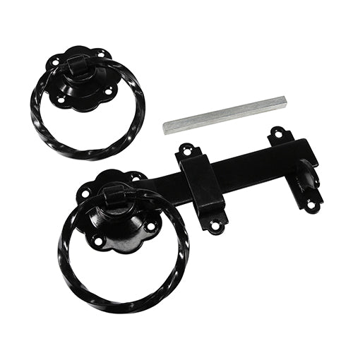 TIMCO Ring Gate Latch Twisted Black - 6" - Image