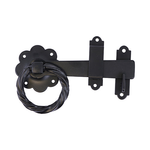 TIMCO Ring Gate Latch Twisted Black - 6" - Image