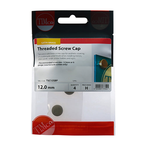 TIMCO Threaded Screw Caps Solid Brass Satin Brass - 12mm - Image