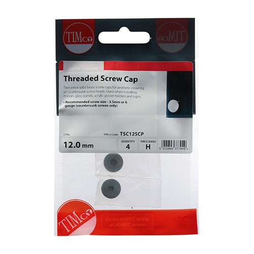 TIMCO Threaded Screw Caps Solid Brass Satin Chrome - 12mm - Image