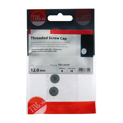 TIMCO Threaded Screw Caps Solid Brass Satin Chrome - 12mm - Image