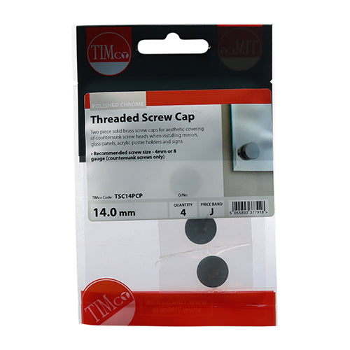 TIMCO Threaded Screw Caps Solid Brass Polished Chrome - 14mm - Image