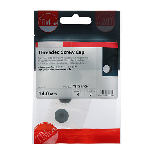 TIMCO Threaded Screw Caps Solid Brass Satin Chrome - 14mm - Image